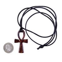 Wooden Ankh Pendant, Hand Carved Egyptian Ankh Cross Necklace for Men or Women, African Wood Jewelry Gift for Him Her