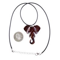 Elephant Necklace, Wooden Elephant Pendant for Men or Women, Hand Carved Spiritual Animal Necklace, Wood Jewelry for Men Women