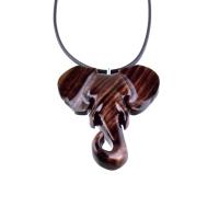 Elephant Necklace, Wooden Elephant Pendant for Men or Women, Hand Carved Spiritual Animal Necklace, Wood Jewelry for Men Women