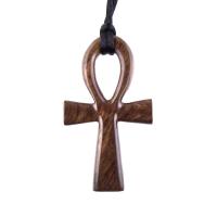 Large Ankh Pendant, Wood Egyptian Ankh Necklace, Wooden Cross Ankh Pendant, Mens African Jewelry, Gift for Him