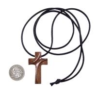 Wooden Cross Pendant, Hand Carved Wood Cross Necklace, Mens Christian Jewelry, Gift for Him