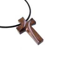 Wooden Cross Pendant, Hand Carved Wood Cross Necklace, Mens Christian Jewelry, Gift for Him