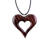 Wooden Heart Pendant, Hand Carved Wood Heart Necklace, 5th Anniversary Gift for Her, One of a Kind Handmade Jewelry