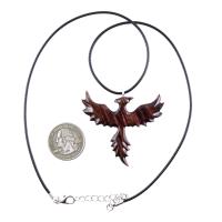 Hand Carved Phoenix Necklace, Wooden Rising Phoenix Pendant for Men or Women, Wood Firebird Necklace, Fantasy Inspirational Jewelry