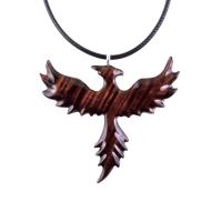 Hand Carved Phoenix Necklace, Wooden Rising Phoenix Pendant for Men or Women, Wood Firebird Necklace, Fantasy Inspirational Jewelry