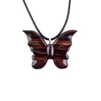 Butterfly Necklace, Hand Carved Wooden Butterfly Pendant, Insect Necklace, Wood Jewelry, One of a Kind Gift for Her