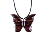Butterfly Necklace, Hand Carved Wooden Butterfly Pendant, Insect Necklace, Wood Jewelry, One of a Kind Gift for Her