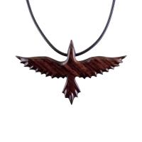 Hand Carved Raven Necklace, Wooden Crow Pendant, Wood Bird Pendant, Raven Totem Jewelry for Men or Women