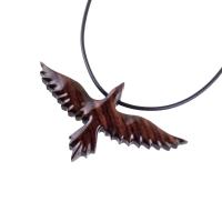 Hand Carved Raven Necklace, Wooden Crow Pendant, Wood Bird Pendant, Raven Totem Jewelry for Men or Women