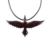 Hand Carved Raven Necklace, Wooden Crow Pendant, Wood Bird Pendant, Raven Totem Jewelry for Men or Women