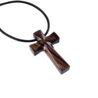 Hand Carved Wooden Cross Pendant, Mens Wood Cross Necklace, Handmade Christian Jewelry, One of a Kind Gift for Him