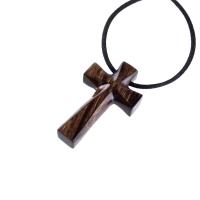 Hand Carved Wooden Cross Pendant, Mens Wood Cross Necklace, Handmade Christian Jewelry, One of a Kind Gift for Him