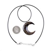 Hand Carved Moon Necklace, Wooden Crescent Moon Pendant, Wood Celestial Necklace, Pagan Lunar Jewelry for Men or Women