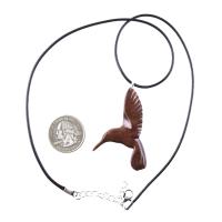Hummingbird Pendant, Hand Carved Wooden Bird Necklace, One of a Kind Gift for Her, Handmade Wood Jewelry