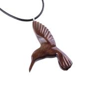 Hummingbird Pendant, Hand Carved Wooden Bird Necklace, One of a Kind Gift for Her, Handmade Wood Jewelry