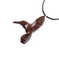 Hummingbird Pendant, Hand Carved Wooden Bird Necklace, One of a Kind Gift for Her, Handmade Wood Jewelry