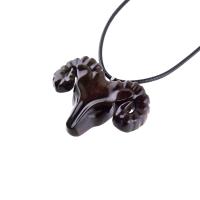 Hand Carved Wooden Ram Pendant Necklace, Handmade Animal Aries Wood Jewelry, One-of-a-kind Gift for Him