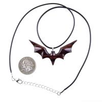 Hand Carved Bat Necklace, Wooden Bat Pendant, Totem Spirit Animal Handmade Wood Jewelry for Men Women