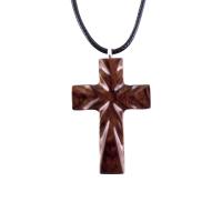 Wood Cross Necklace, Hand Carved Wooden Cross Pendant, Christian Jewelry, One of a Kind Gift for Him Her