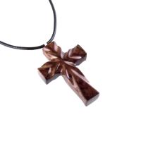 Wood Cross Necklace, Hand Carved Wooden Cross Pendant, Christian Jewelry, One of a Kind Gift for Him Her