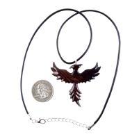 Hand Carved Phoenix Necklace, Wooden Rising Phoenix Pendant for Men or Women, Wood Firebird Necklace, Fantasy Inspirational Jewelry