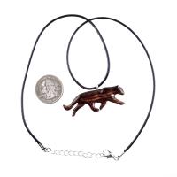 Hand Carved Puma Pendant, Wooden Panther Necklace, Cougar, Mountain Lion, Big Cat Animal Wood Jewelry for Men or Women, Gift for Him Her