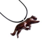 Hand Carved Puma Pendant, Wooden Panther Necklace, Cougar, Mountain Lion, Big Cat Animal Wood Jewelry for Men or Women, Gift for Him Her