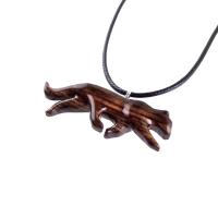 Hand Carved Puma Pendant, Wooden Panther Necklace, Cougar, Mountain Lion, Big Cat Animal Wood Jewelry for Men or Women, Gift for Him Her