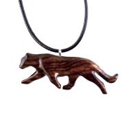 Hand Carved Puma Pendant, Wooden Panther Necklace, Cougar, Mountain Lion, Big Cat Animal Wood Jewelry for Men or Women, Gift for Him Her