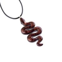 Snake Necklace for Men or Women, Hand Carved Wooden Snake Pendant, Wood Serpent Necklace, Totem Reptile Jewelry