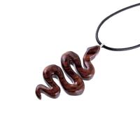 Snake Necklace for Men or Women, Hand Carved Wooden Snake Pendant, Wood Serpent Necklace, Totem Reptile Jewelry
