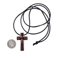Hand Carved Wooden Cross Pendant, Mens Wood Cross Necklace, Handmade Christian Jewelry, One of a Kind Gift for Him