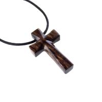 Hand Carved Wooden Cross Pendant, Mens Wood Cross Necklace, Handmade Christian Jewelry, One of a Kind Gift for Him