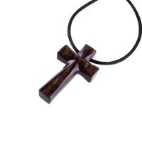 Hand Carved Wooden Cross Pendant, Mens Wood Cross Necklace, Handmade Christian Jewelry, One of a Kind Gift for Him