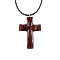 Wooden Cross Necklace, Hand Carved Wood Cross Pendant, Christian Jewelry for Men Women, Gift for Him or Her