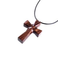 Wooden Cross Necklace, Hand Carved Wood Cross Pendant, Christian Jewelry for Men Women, Gift for Him or Her
