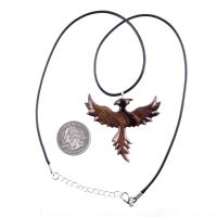 Rising Phoenix Necklace, Hand Carved Wooden Phoenix Pendant, Fantasy Wood Jewelry, Firebird Inspirational Gift for Him Her
