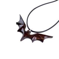 Hand Carved Bat Necklace, Wooden Bat Pendant, Totem Spirit Animal Handmade Wood Jewelry for Men Women