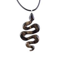 Hand Carved Wooden Snake Pendant, Snake Necklace for Men or Women, Spirit Animal Totem Reptile Wood Jewelry