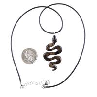 Hand Carved Wooden Snake Pendant, Snake Necklace for Men or Women, Spirit Animal Totem Reptile Wood Jewelry