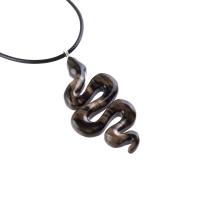 Hand Carved Wooden Snake Pendant, Snake Necklace for Men or Women, Spirit Animal Totem Reptile Wood Jewelry