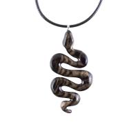 Hand Carved Wooden Snake Pendant, Snake Necklace for Men or Women, Spirit Animal Totem Reptile Wood Jewelry