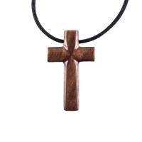Wooden Cross Necklace, Hand Carved Cross Pendant, Mens Christian Wood Jewelry, One of a Kind Gift for Him