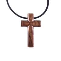 Wooden Cross Necklace, Hand Carved Cross Pendant, Mens Christian Wood Jewelry, One of a Kind Gift for Him
