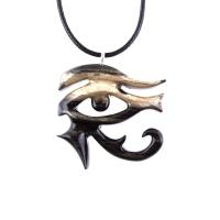Eye of Horus Necklace, Hand Carved Wooden Eye of Horus Pendant, Eye of Ra Egyptian Amulet for Men or Women