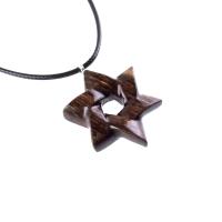 Wooden Star of David Pendant, Hand Carved Jewish Star Necklace, Wood Jewelry for Men or Women, One of a Kind Gift