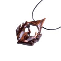 Phoenix Necklace for Men or Women, Hand Carved Wooden Phoenix Rising Pendant, Wood Firebird Necklace, Inspirational Jewelry Gift for Him Her