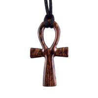 Wooden Ankh Pendant, Hand Carved Egyptian Ankh Cross Necklace for Men or Women, African Wood Jewelry Gift for Him Her