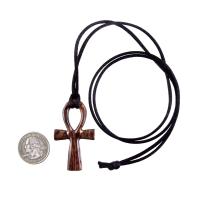 Wooden Ankh Pendant, Hand Carved Egyptian Ankh Cross Necklace for Men or Women, African Wood Jewelry Gift for Him Her