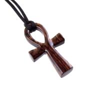 Wooden Ankh Pendant, Hand Carved Egyptian Ankh Cross Necklace for Men or Women, African Wood Jewelry Gift for Him Her
